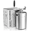 TMCRAFT 170oz Mini Keg Growler, Pressurized Stainless Steel Home Keg Kit System with Adjustable Faucet Keeps Fresh and Carbonation for Homebrew, Craft and Draft Beer