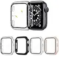 ZEBRE 4-Pack Screen Protector Compatible with Apple Watch SE/Series 6 / Series 5 / Series 4, Hard PC Tempered Glass Protective Case Cover Compatible with iWatch Series SE/6/5/4 (40mm, Black/White/Pink/Clear)