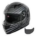 VCAN VX - Casco ligero de cara completa para motocicleta con visera extra tintada DOT y ECE 22.05 aprobado (galaxia negra mate, mediana)