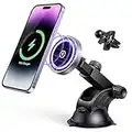 TIKECO for MagSafe Car Mount Charger, 15W Fast Charging Magnetic Wireless Car Charger Air Vent Dash Windshield Car Phone Holder Mount for iPhone 14/13/12 Series and MagSafe/Magnetic Cases