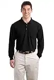 Port Authority® Long Sleeve Silk Touch™ Polo with Pocket. K500LSP Black XL