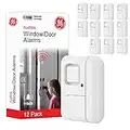 GE Personal Security, Window and Door Alarm, 12 Pack, DIY Protection, Burglar Alert, Wireless Chime/Alarm, Easy Installation, Ideal for Home, Garage, Apartment and More, 45989,White