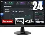 Lenovo C24-25 Monitor - Display 24'" FullHD (1920 x 1080, VA, Bordi Ultrasottili, FreeSync, 4ms, 75Hz, Cavo VGA, Input HDMI + VGA) - Black - Esclusiva Amazon