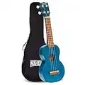 Mahalo Kahiko Soprano Ukulele, Quality Wood Ukulele for Adults, Kids & Beginners, Musical Instrument with Geared Machine Head & Case, 2500-BR/MK1 (55.2 x 16.4 x 8 cm)- Blue