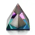 QFkris Crystal Pyramid Figurine Collectible, Rainbow Color Prism Desk Ornament Glass Paperweight with Gift Box for Decoration (80mm / 3.1inches)