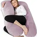 Chilling Home Pregnancy Pillow for Sleeping, 59 inches Full Body Pillow Maternity Pillow for Pregnant Women, Comfort U Shaped Zootzi Pillow with Removable Washable Velvet Cover(Purple 59 x 28 inch)