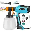 Power Paint Sprayer, GoGonova HVLP Electric Spray Gun with 1400ml Large Container, Cleaning&Blowing Functions, 4 Nozzles, 3 Patterns and Filter for Home Exterior, Interior, Fence, Shed and Cabinet