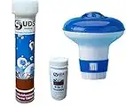 SUDS-ONLINE 10 x 20g Multifunctional Chlorine Tablets + 10 Test Strips +Floating Dispenser for Swimming Pools Spa Hot Tub Paddling Pools