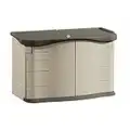 Rubbermaid Split-Lid Resin Weather Resistant Outdoor Storage Shed, Olive and Sandstone, for Garden/Backyard/Home/Pool