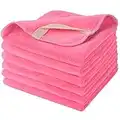 Sinland Microfiber Facial Cloths Fast Drying Washcloth 12 inch x 12 inch Dark Pink 6 Pack