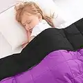 ROKDUK - Manta con peso para niños, 36 x 48 pulgadas, 5 libras para niños pequeños, suave, hipoalergénica, reversible 1800 hilos, alternativa de algodón, diseño de Estados Unidos, color negro y morado