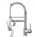 AIMADI Commerical Kitchen Faucet with Sprayer,Single Handle Pull Down Sprayer Kitchen Sink Faucet with LED Light Two Spout,Brushed Nickel