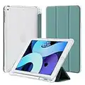 4UBonLife Custodia per iPad 9,7 Pollici 6a / 5a Generazione 2018/2017 con Portapenne, per iPad Air 1 2013/Air 2 2014 Sottile Leggero in Morbido TPU Traslucida Posteriore Opaca Cover, Verde Notte