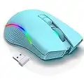 Ratón inalámbrico para Juegos, ratón con retroiluminación LED RGB con Receptor USB, 4 dpi Ajustables, Ratones ergonómicos Recargables para Ordenador portátil, Ordenador de sobremesa para Jugadores