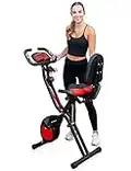 YYFITT 2-in-1 Foldable Fitness Exercise Bike with Resistance Bands, 16 Level Resistance and Phone/Tablet Holder