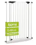 BOMI extra hohes Baby Schutzgitter Treppe 73-161 cm | Ohne Bohren | Schließt automatisch | Gittertür aus Metall Weiss | Stabile Baby Schutzgitter Tür für Kindersicherheit | Treppen Türgitter