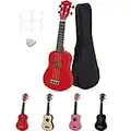 Display4top 21 Inch Soprano Ukulele,Professonial Ukele for Kids Bundle with Gig Bag, Picks,Extra Strings (Red)