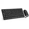 Mini Clavier Souris sans Fil, 2,4GHz Ultra-Mince Portable Clavier sans Fil avec 12 Touches de Fonction, Silencieux Souris avec 1600DPI, Français AZERTY, pour Windows, Mac, Chrome OS, PC, Laptop-Noir