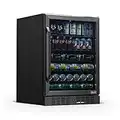 NewAir 24" Beverage Refrigerator Cooler - 177 Can Capacity Mini Fridge - Black Stainless Steel with Built In Cooler and Glass Door | Cool your Soda, Beer, and Beverages to 37F