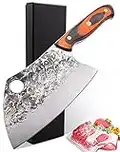 Kitory Serbian Chef Knife Meat Cleaver Forged Butcher Knife Vegetable Meat Chopping Knife, Full Tang, High Carbon Steel, Mosaic Rivet Pakkawood Handle Kitchen Knife for Home&Restaurant