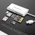 Rocketek SD Kartenleser USB C Weiß 7 IN 1 Kartenlesegerät 5Gbps Lesen Schreiben Gleichzeitig für SD SDXC SDHC CFI TF XD Micro SD Micro SDXC Micro SDHC MS MMC UHS-I Karte für Windows Mac Linux