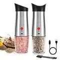 Electric Salt Pepper Grinder Mill Rechargeable: - USB Automatic Gravity Salt Pepper Mills Set, Adjustable Grind Coarseness and High Capacity Refillable Salt Pepper Shaker