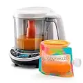 Baby Brezza One Step Baby Food Maker Deluxe - Cooker and Blender in One to Steam and Puree Baby Food for Pouches - Make Organic Food for Infants and Toddlers - Set Includes 3 Pouches and 3 Funnels