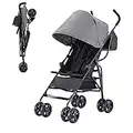 Pamo babe Travel Baby Stroller, Lightweight Umbrella Stroller with Oversized Canopy, Extra-Large Storage and Compact Fold Grey