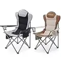 Aohanoi Camping Chairs, Outdoor Folding Chairs 2 Pack for Heavy People, Folding Chairs for Outside, Camp Chairs with Cup Holder & Cooler Bag, Supports up to 300lbs (2 Pcs)