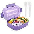 Vensp Bento Box Kids,1.3L Bento Box Adult Lunch Box,Lunch Box Containers for Kids/Adults/Toddler,Bento Boxes with 4 Compartments&Utensiles,Leak Proof,Microwave/Dishwasher/Refrigerator Safe(Purple)