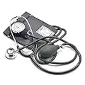 Belmalia Sphygmomanomètre Anéroïde avec Stéthoscope Pavillon Double, Tensiomètre Bras Manuel, Sac pour Service de Secours, Médecin, Consultation, Noir