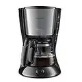 Philips Daily Collection Macchina per Caffè - 1000 W, Con Caraffa in Vetro, Spegnimento Automatico, Capacità di 1,2 Litri, Nero e Metallo (HD7462/20)