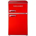 Galanz Retro Compact Mini Fridge with Freezer, 2-Door, Energy Efficient, Small Refrigerator for Dorm, Office, Bedroom, 3.1 Cu.Ft, Red