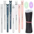 Auidy_6TXD 8PCS Rollerball Erasable Pens,0.35mm Cute Cartoon Animal Pens Friction Pens with 20PCS Erasable Refills and 2 Erasable for Kids Students Office Gift