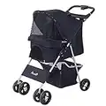 PawHut Passeggino Cani Gatti Animali Domestici Pieghevole 75L x 46P x 94Acm Nero