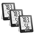 DOQAUS Digital Hygrometer Indoor Thermometer 3 Pack, Room Thermometer with 5s Fast Refresh, Accurate Humidity Meter Temperature Sensor for Home, Bedroom, Baby Room, Office, Greenhouse, Cellar (Black)