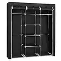 SONGMICS Kleiderschrank, Faltschrank, Stoffschrank, faltbare Garderobe mit 2 Kleiderstange, 175 x 150 x 45 cm, schwarz RYG12B