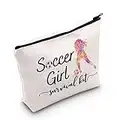 WZMPA Soccer Girl Cosmetic Makeup Bag Soccer Player Gift Soccer Girl Survival Kit Makeup Zipper Pouch Bag Soccer Balls Training Gift, Soccer Girl