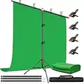 Heysliy Sfondo verde schermo con supporto kit, 6,5 x 6,5 m portatile verde schermo stand con schermo verde da 5 x 6,5 m per streaming, videogiochi, zoom