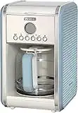 Ariete 1342/05 Retro Style Filter Coffee Machine, 24 Hour Programmable Timer With Pause and Serve Button and Washable Filter, Blue