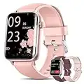 XINGHESF Montre Connectée Femme avec Appels Bluetooth, 1.7'' HD Écran Montre Sport avec 3 Bracelets IP68 Fonction Féminine Fréquence Cardiaque SpO2 Sommeil Lecteur Musique Calories Android iOS Rose