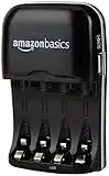 Amazon Basics 4 Slot Ni-MH AA & AAA Battery Charger With Indicator LEDs, With USB Port, Black