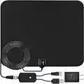 [Latest 2023 Chipset] HDTV Indoor Antenna Black Long Range 330 Mile Signal Reception; Hi-Power Amplified Antenna + 16.5 ft Coax Cable; Supports All HD Digital TV formats; Mata1-USA