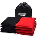 JMEXSUSS Weather Resistant Standard Corn Hole Bags, Set of 8 Regulation Professional Cornhole Bags for Tossing Game,Corn Hole Beans Bags with Tote Bag(Black/Red)