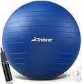 Trideer Dicker Gymnastikball, Anti-Burst Pilates Ball, 45-85 cm sitzball büro，für Balance, Yoga als Fitness Kleingeräte und Balance Stuhl im Gym-Home-Büro (L (58-65cm), ozeanblau)