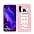 Pnakqil Coque Huawei P30 Lite New Edition/Huawei P30 Lite, stylé Rose avec Mignon Motif Silicone Flexible Souple Case Gel TPU Bumper Soft Ultra Mince Housse de Protection Cover, Reine 02