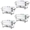 ALPHA LIVING 70014-GRAY 4 Pack 8QT Chafing Dish High Grade Stainless Steel Chafer Complete Set, 8 QT, Alpine Gray Handle