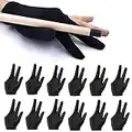 12Pieces Billiard Gloves Breathable 3-Finger Cue Pool Glove Elastic Nylon Universal Sport Gloves for Women and Men Left & Right Hand Billiard Accessories(Black)