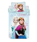 Disney La Reine des Neiges Anne Elsa Parure de lit Motif floral Bleu