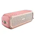 COMISO Bluetooth Speakers with Lights, Loud Dual Driver Wireless Portable Speaker, HD Audio Enhanced Bass, Built in Mic Clear Call Support Aux Input, TF Card, FM Radio Long-Lasting Battery Life (Pink)